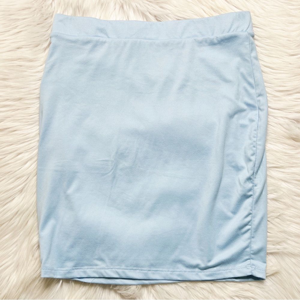 Haute Monde Super Soft Mini Pencil Skirt Light Blue Size Medium